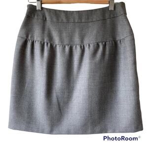 Loft Gray Wool Blend Drop Waist Mini Skirt Pockets Sz 0